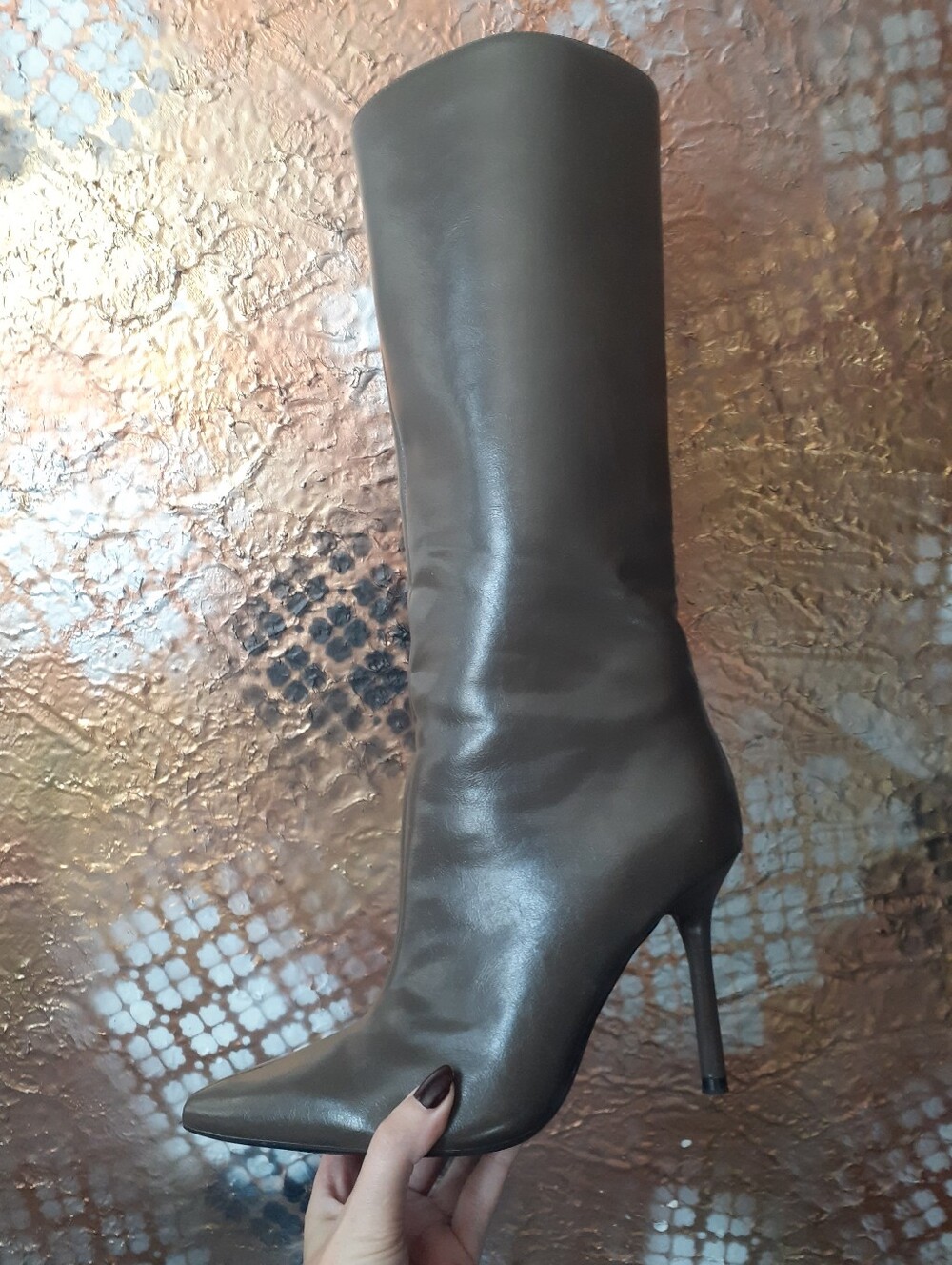 Zara Classic Women's Knee-High Pointed Toe Stiletto Boot - Khaki Green